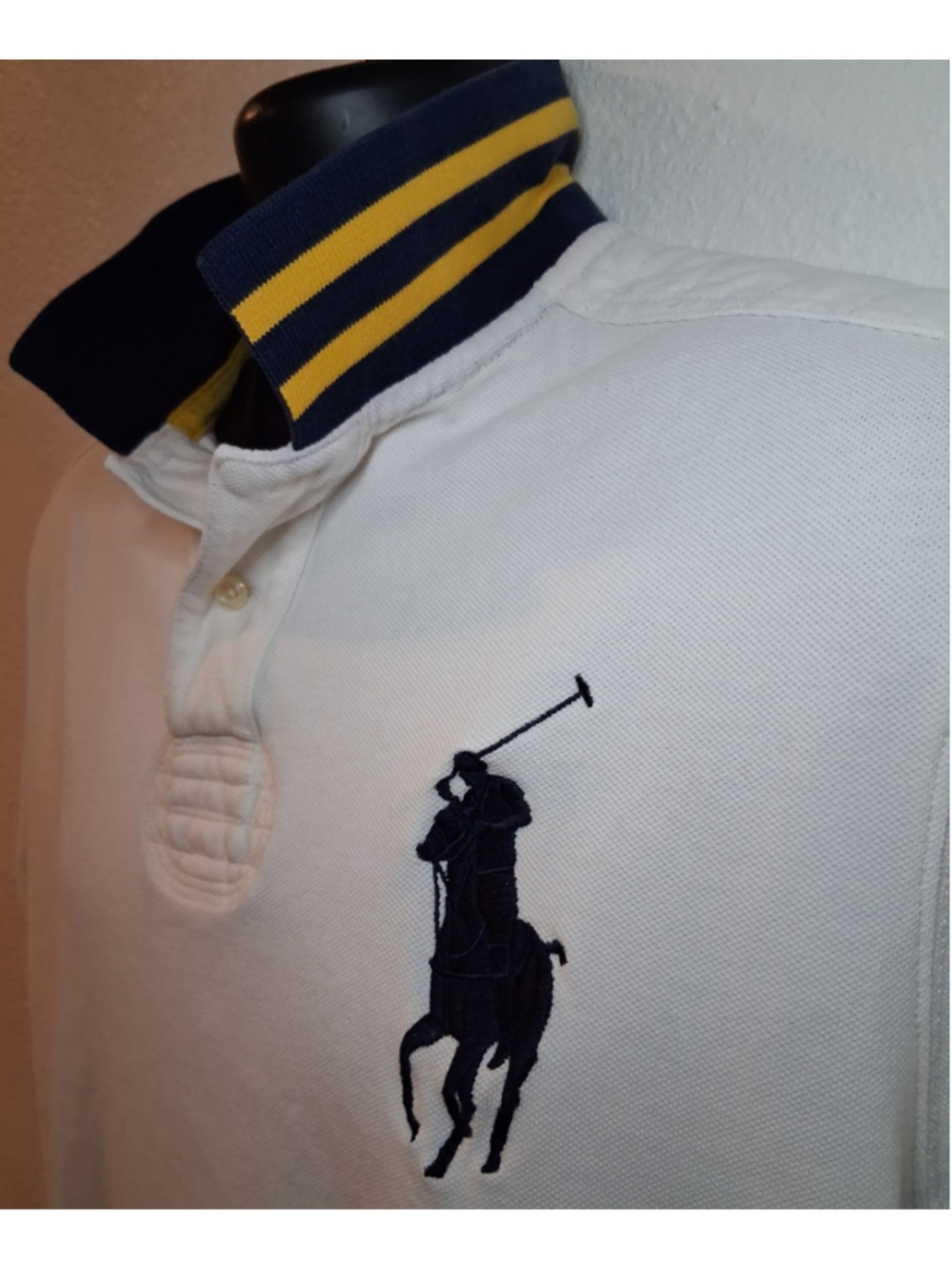 VTG 90s Polo Ralph Lauren Big Pony Men's XL Rugby Polo Shirt Custom Fit White - Picture 2 of 11